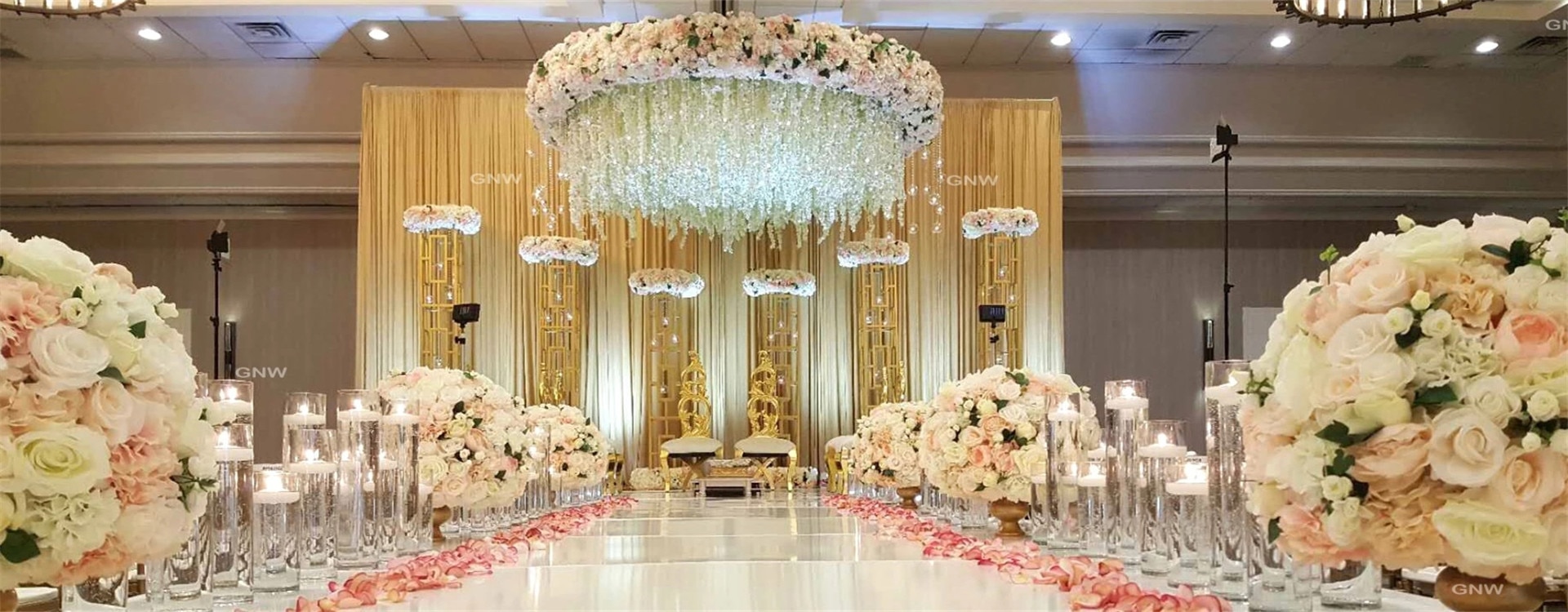 wedding cake table with flowers