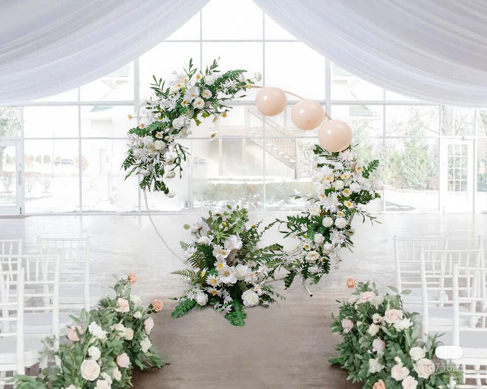 wedding backdrops in front of a black wall