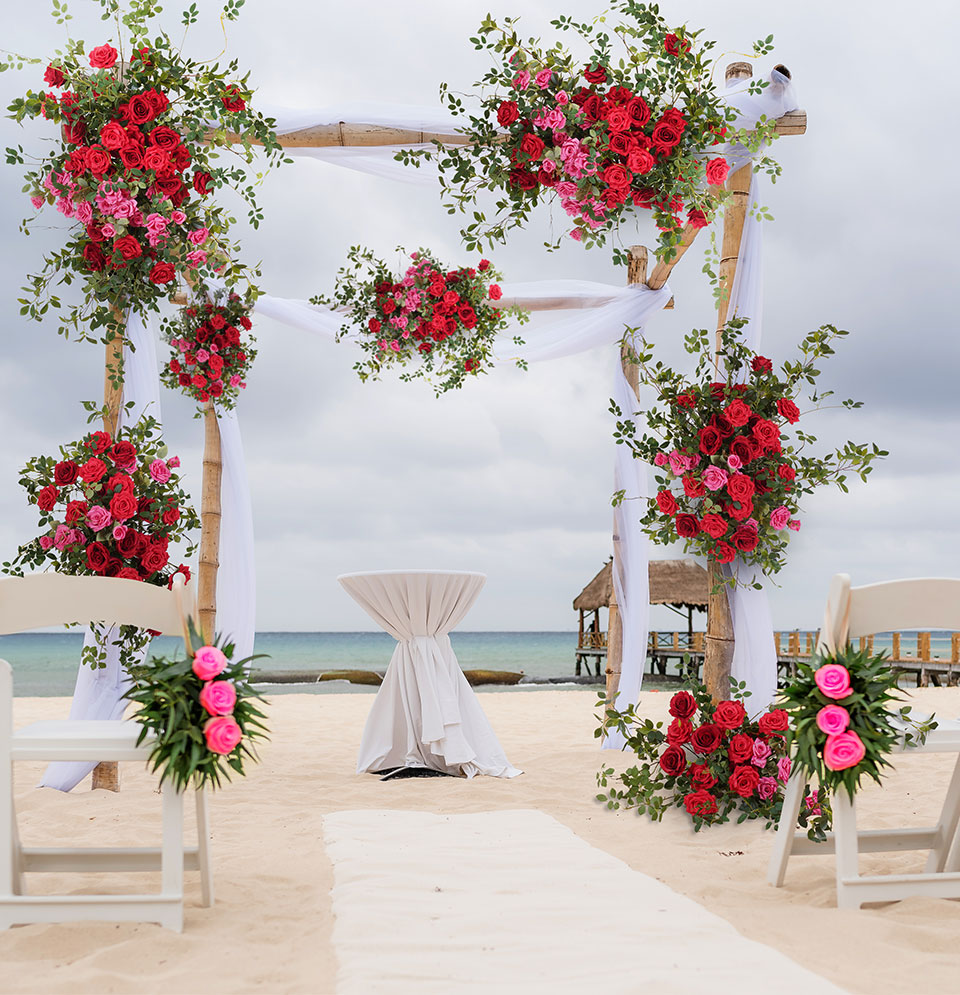 tulle and lights wedding decor