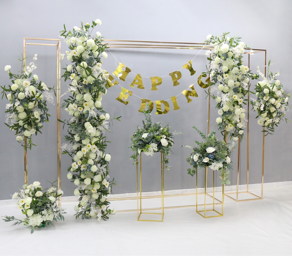 cream colored silk flower arrangements