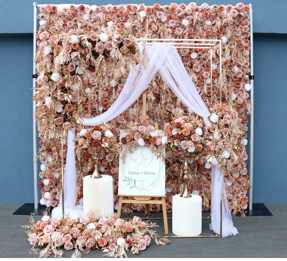 coral gold and white wedding decor10