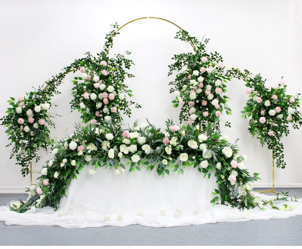 decorating a curtain backdrop for a wedding